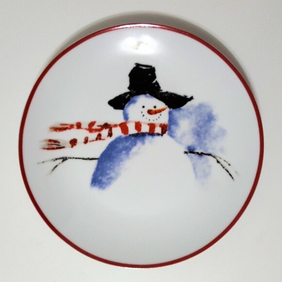 NEW Set of 4 Over and Back Christmas Snowman Salad Plates 8" Porcelain N… - Picture 4 of 6
